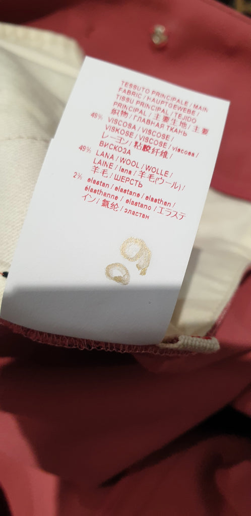 MARNI Pink Wool Blend Mock Button Fastened Wide Leg Crop Trousers Pants 40 UK8