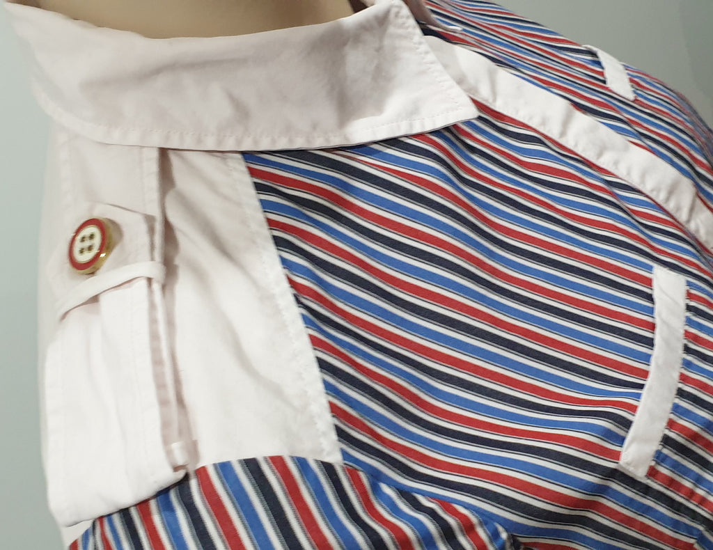 WOLFORD Multi Colour Cotton Bold Striped Collared Long Sleeve Blouse Shirt UK12