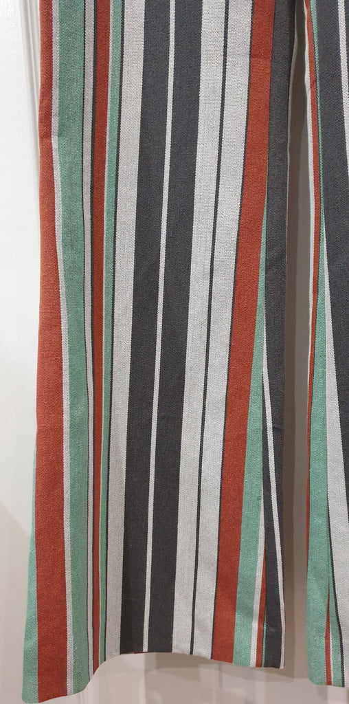 CHLOE Multi Colour Striped Cotton Blend Twill Wide Leg Trousers Pants FR36 UK8