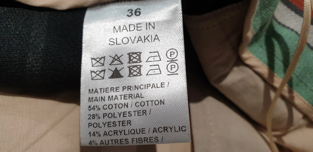 CHLOE Multi Colour Striped Cotton Blend Twill Wide Leg Trousers Pants FR36 UK8