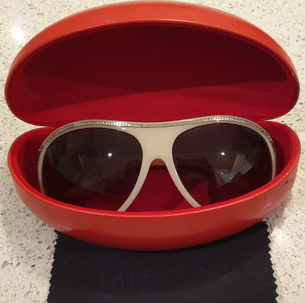 VALENTINO Women's Cream Frame Swarovski Trim 5445/S Sunglasses - With Case