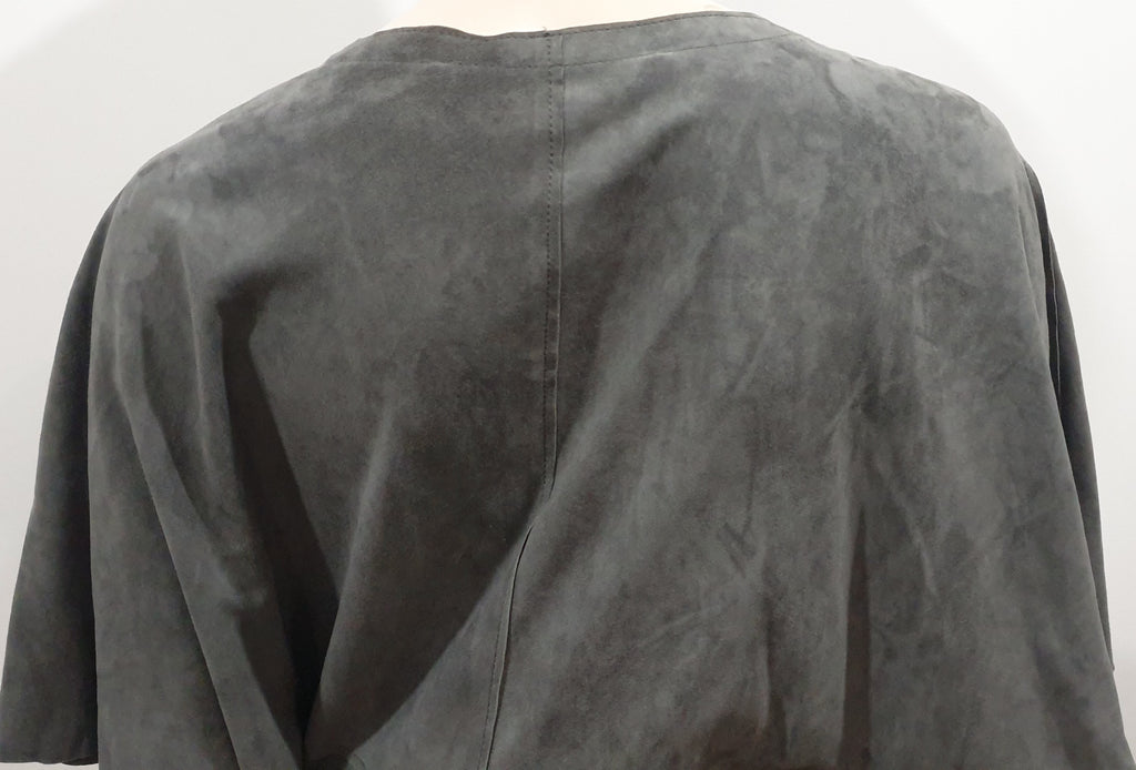 BARBARA BUI Grey Soft Suede Zipper Front Short Batwing Sleeve Jacket F38 UK10