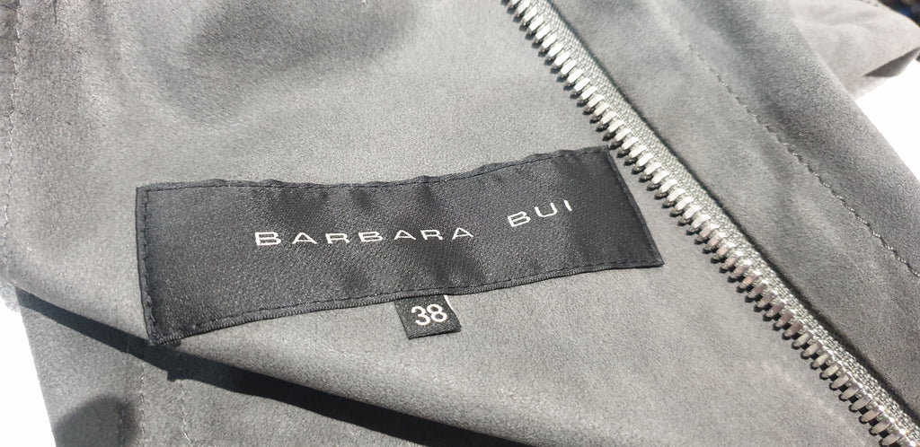 BARBARA BUI Grey Soft Suede Zipper Front Short Batwing Sleeve Jacket F38 UK10