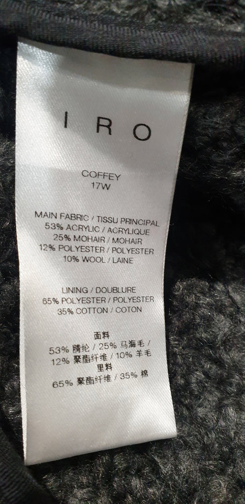 IRO Grey Mohair Blend COFFEY Bobbled Knit Fabric Fringe Trim Blazer Jacket UK14