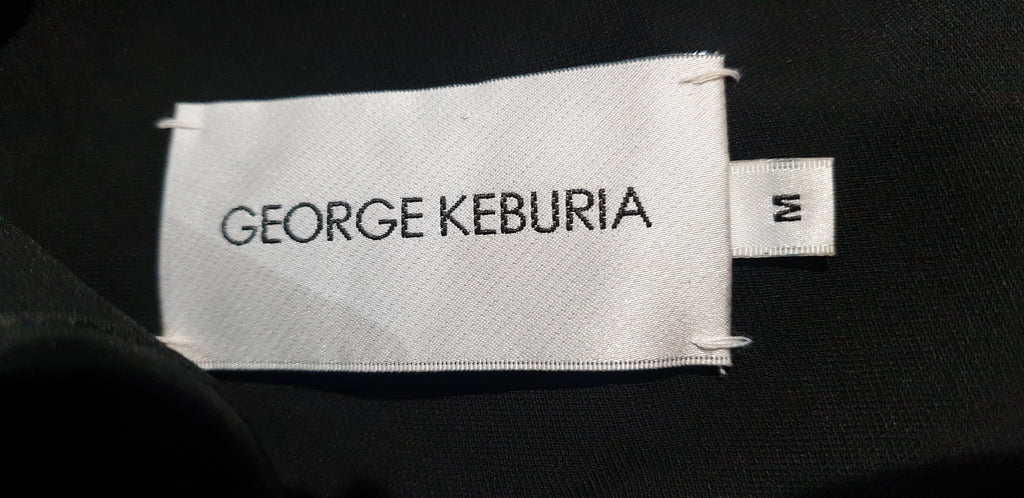 GEORGE KEBURIA Black With Green & Black String Detail Wide Leg Trousers Pants M