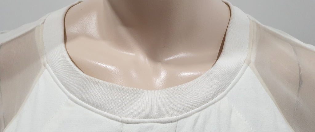IRO Winter White Silk Crepe Chiffon Quilted Panelled Sweater Sweatshirt Top 38