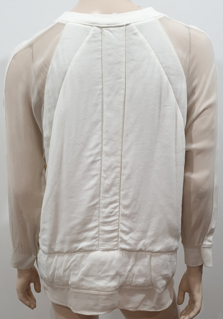 IRO Winter White Silk Crepe Chiffon Quilted Panelled Sweater Sweatshirt Top 38