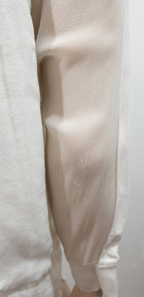 IRO Winter White Silk Crepe Chiffon Quilted Panelled Sweater Sweatshirt Top 38