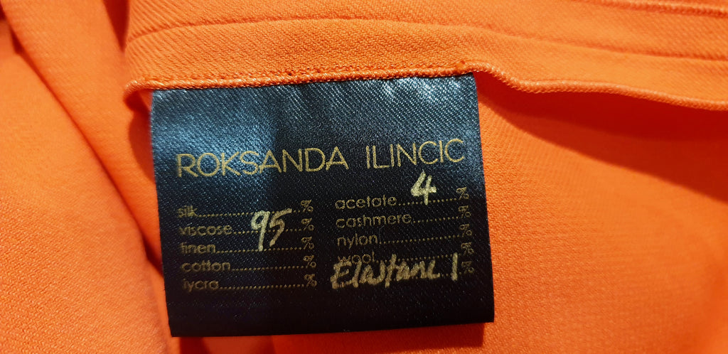 ROKSANDA Coral Orange Blue Waistband Pleated Long Length Skirt UK12 BNWT