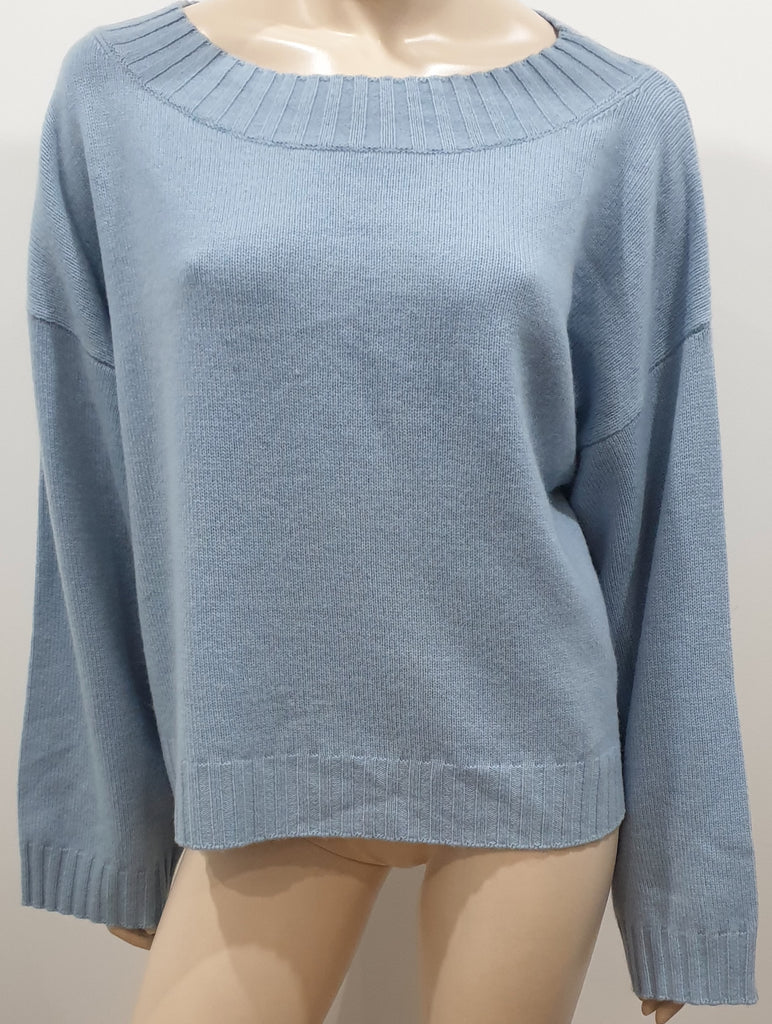 VINCE Pale Baby Blue Cashmere Wide Width Slouchy Jumper Sweater Top L BNWT