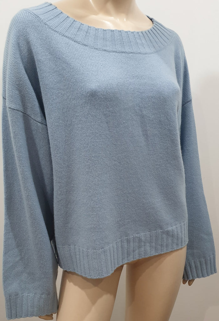 VINCE Pale Baby Blue Cashmere Wide Width Slouchy Jumper Sweater Top L BNWT
