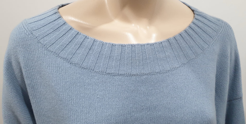 VINCE Pale Baby Blue Cashmere Wide Width Slouchy Jumper Sweater Top L BNWT