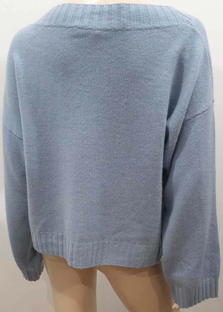 VINCE Pale Baby Blue Cashmere Wide Width Slouchy Jumper Sweater Top L BNWT