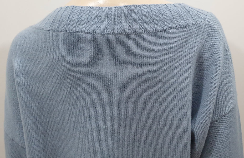 VINCE Pale Baby Blue Cashmere Wide Width Slouchy Jumper Sweater Top L BNWT