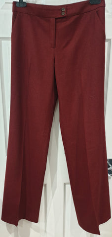 ALEXANDER WANG Wool Cotton Blend Distressed Leather Crop Trousers Pants 4 UK8