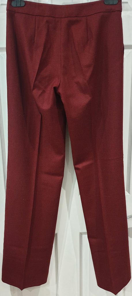 ETRO MILANO Burgundy Red 100% Wool Wide Leg Formal Trousers Pants IT44 UK12