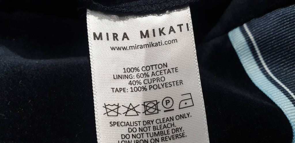 MIRA MIKATI Midnight Blue Black Printed Side Wide Leg Velvet Trousers Pants UK12
