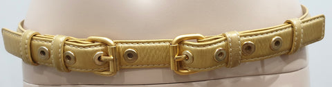 EMMA HOPE Gold Metallic Leather & Fabric Plaited Buckle Fastened Evening Belt