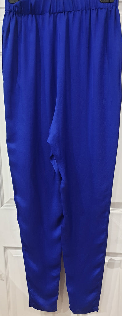 LANVIN Royal Blue Elastic High Waist Tapered Zipper Ankle Harem Trousers Pants M