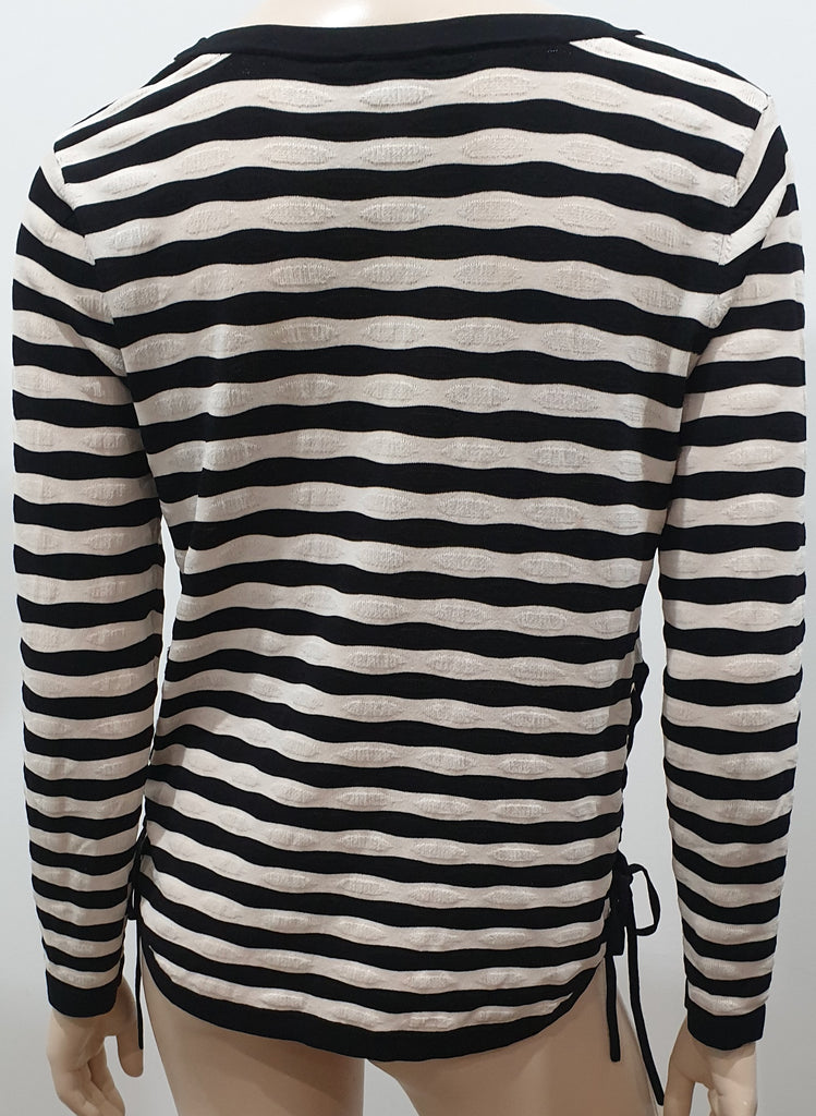 CLAUDIE PIERLOT Black Cream Stripe Lace Up Knitwear Jumper Sweater Top 3 UK12