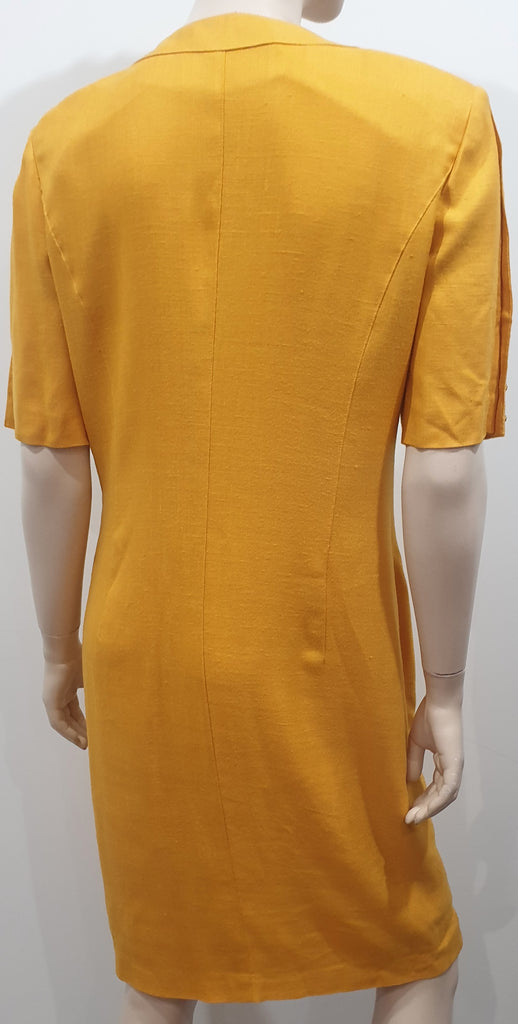 LOUIS FERAUD Mustard Yellow Gold Button Fastened Short Sleeve Shirt Coat Dress