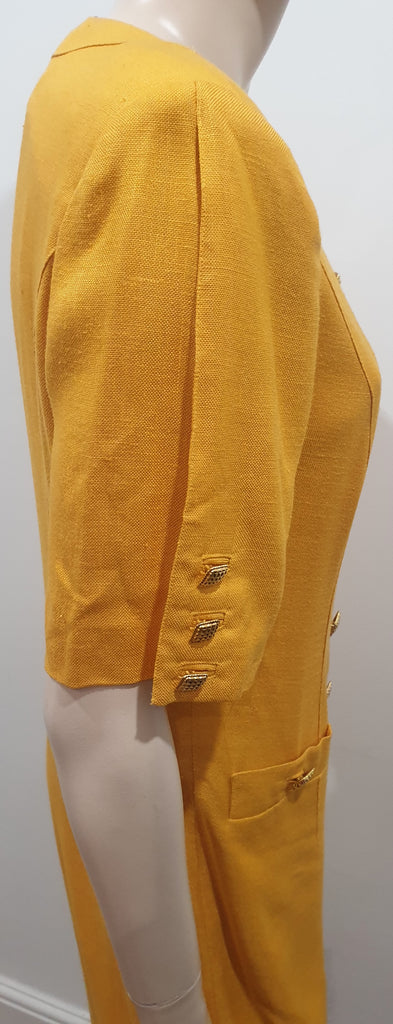 LOUIS FERAUD Mustard Yellow Gold Button Fastened Short Sleeve Shirt Coat Dress