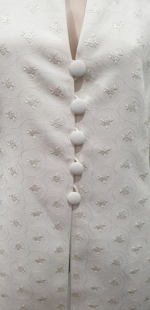 AKRIS Made In Switzerland Cream Sequin Stitched Formal Evening Blazer Jacket 14