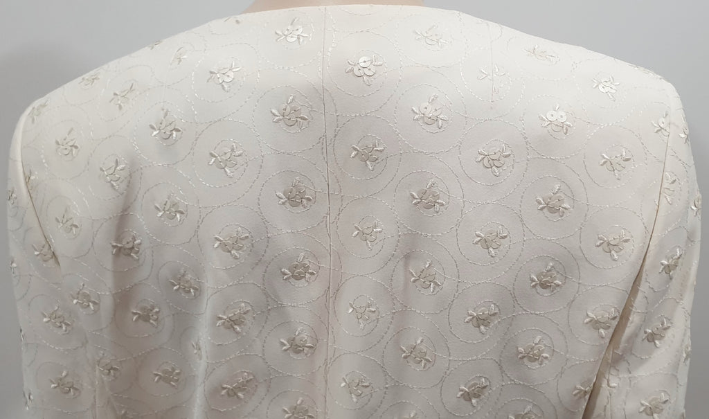 AKRIS Made In Switzerland Cream Sequin Stitched Formal Evening Blazer Jacket 14