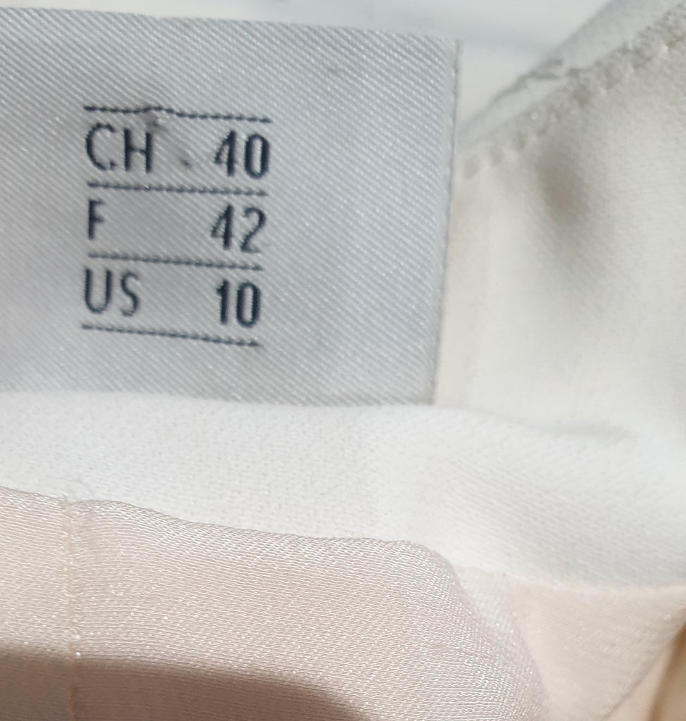 AKRIS Made In Switzerland Cream Sequin Stitched Formal Evening Blazer Jacket 14