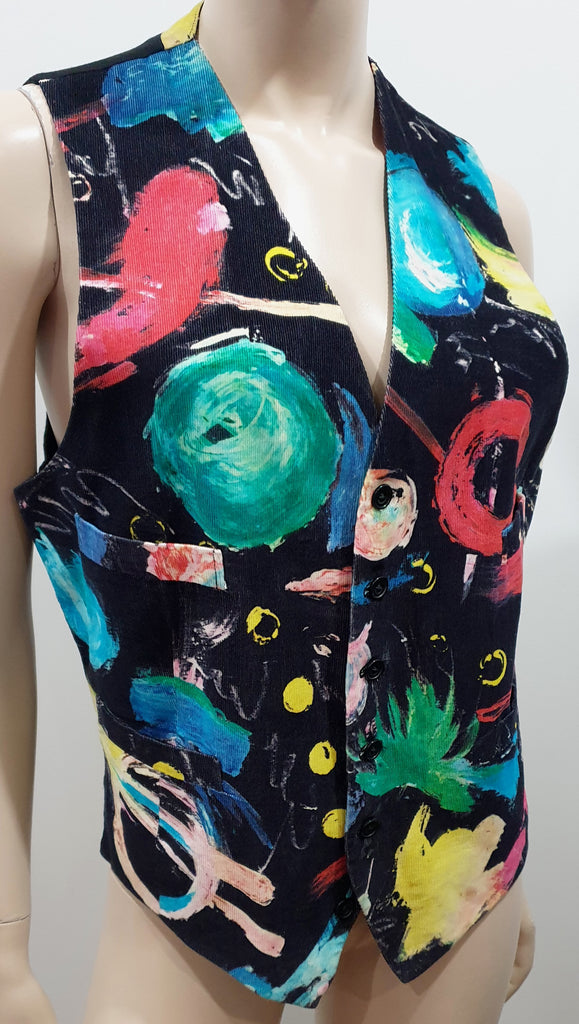 PAUL SMITH Made In England Menswear Black Multicolour Abstract Print Waistcoat M