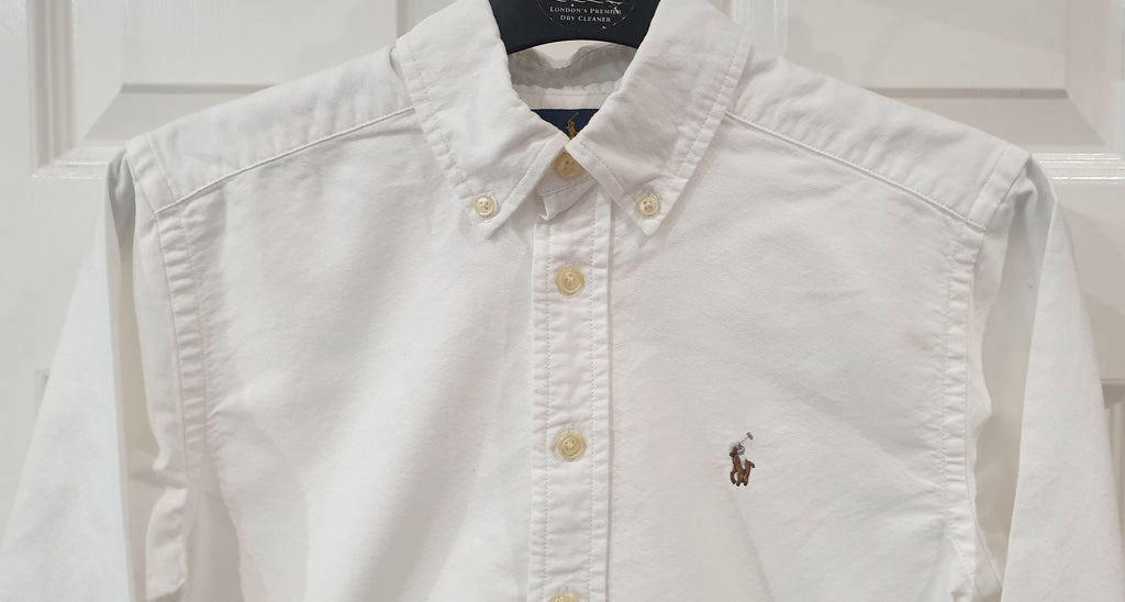 POLO RALPH LAUREN Boy's White Cotton Collared Branded Long Sleeve Formal Shirt