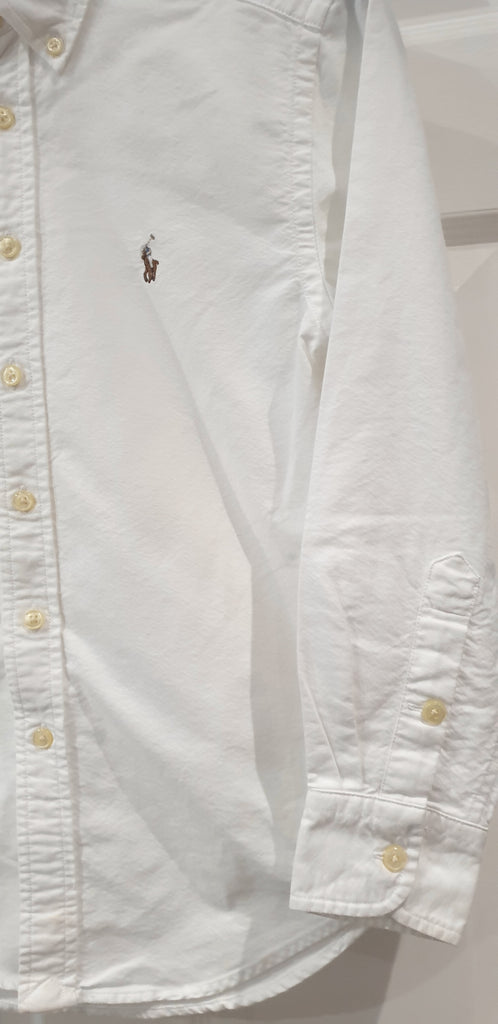 POLO RALPH LAUREN Boy's White Cotton Collared Branded Long Sleeve Formal Shirt