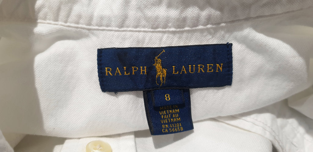 POLO RALPH LAUREN Boy's White Cotton Collared Branded Long Sleeve Formal Shirt