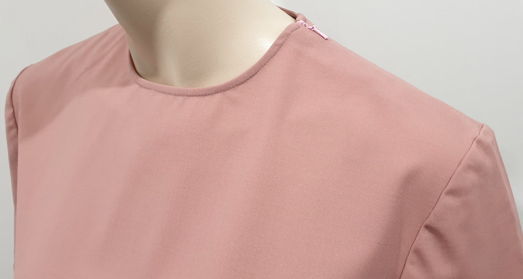 ALEXANDER LEWIS Dusky Pink Virgin Wool Stretch Short Sleeve Blouse Shirt Top 12