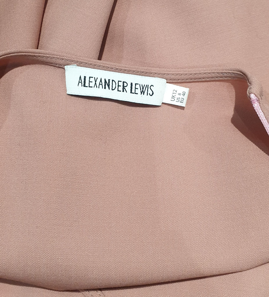 ALEXANDER LEWIS Dusky Pink Virgin Wool Stretch Short Sleeve Blouse Shirt Top 12