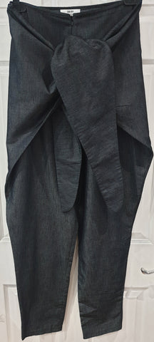 EMANUEL UNGARO PARIS Black & White Floral & Zig Zag Print Slim Leg Trousers UK10