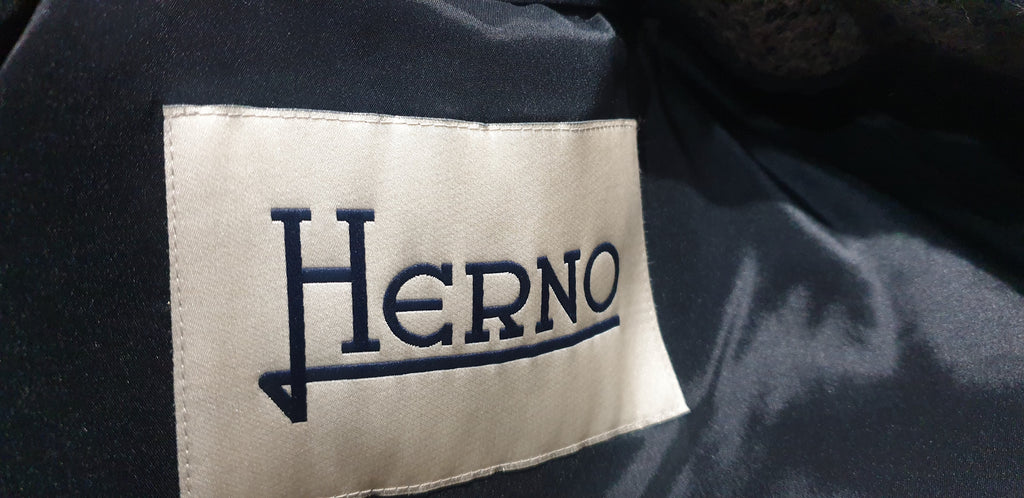 HERNO Khaki Brown Virgin Wool Blend Sequin Embellished Jacket Coat 44 UK12