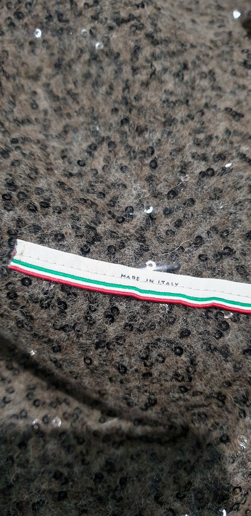 HERNO Khaki Brown Virgin Wool Blend Sequin Embellished Jacket Coat 44 UK12