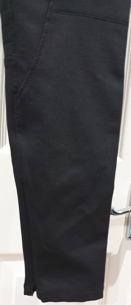 BELSTAFF Black Cotton Blend Rider Stitched Detail Skinny Trousers Pants 42 UK10