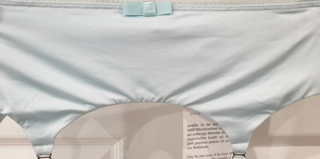 HANRO OF SWITZERLAND Mint Aqua Green Cotton Blend Lingerie Suspender Belt S BNWT