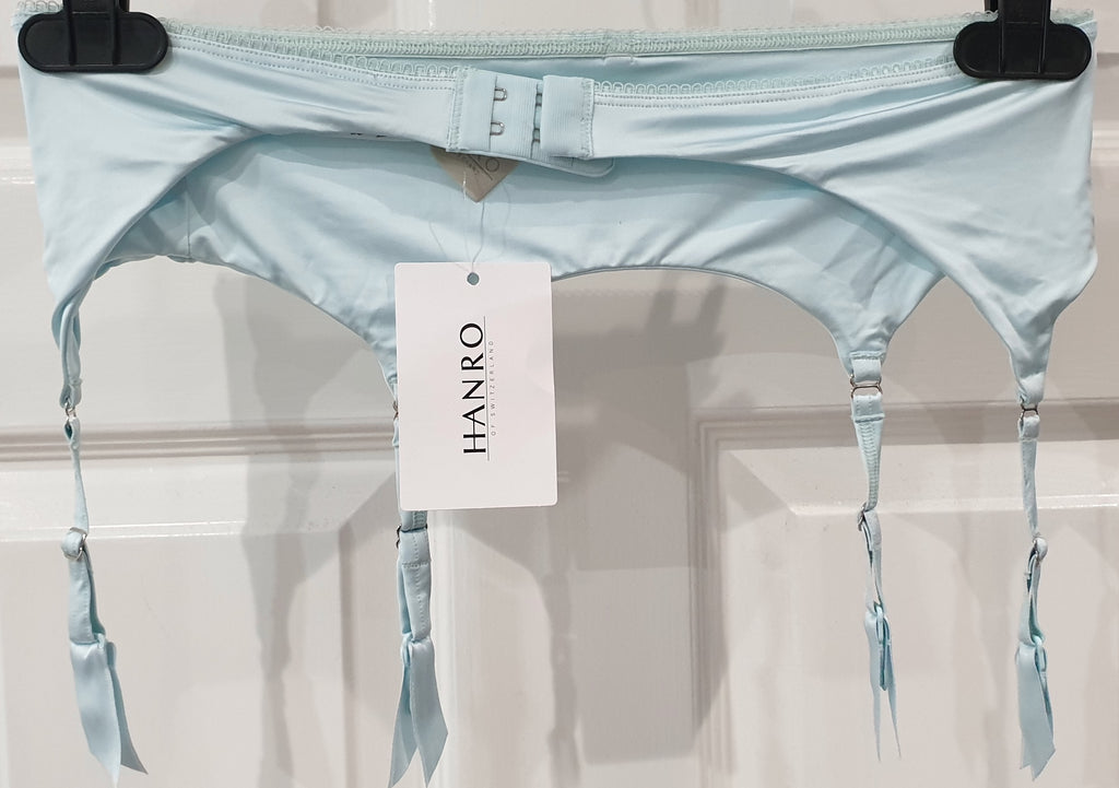 HANRO OF SWITZERLAND Mint Aqua Green Cotton Blend Lingerie Suspender Belt S BNWT