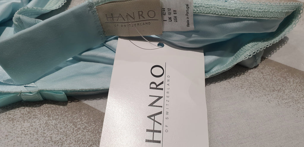 HANRO OF SWITZERLAND Mint Aqua Green Cotton Blend Lingerie Suspender Belt S BNWT