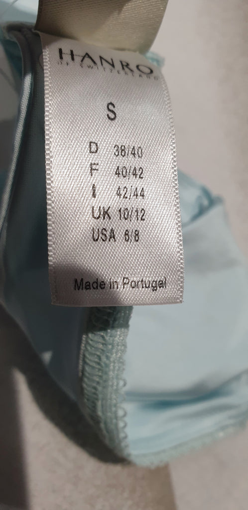 HANRO OF SWITZERLAND Mint Aqua Green Cotton Blend Lingerie Suspender Belt S BNWT