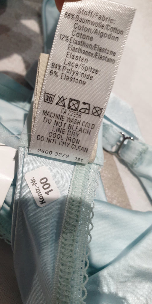 HANRO OF SWITZERLAND Mint Aqua Green Cotton Blend Lingerie Suspender Belt S BNWT