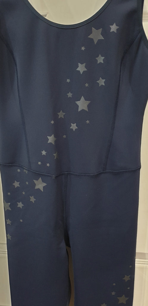 PURITY ACTIVE Navy Blue & Silver Metallic Star Activewear One Piece Jumpsuit M