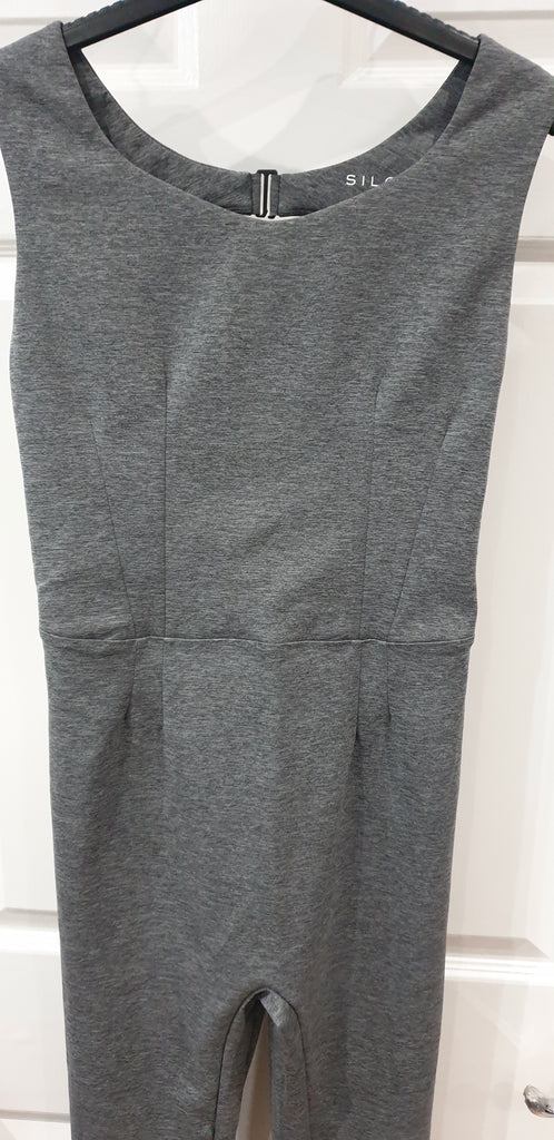 SILOU Dark Heather Grey Open Back Sleeveless Activewear Jumpsuit Bodysuit M