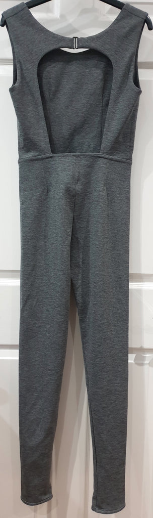 SILOU Dark Heather Grey Open Back Sleeveless Activewear Jumpsuit Bodysuit M