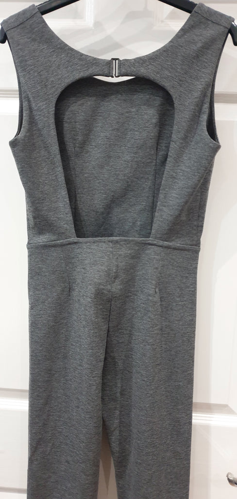 SILOU Dark Heather Grey Open Back Sleeveless Activewear Jumpsuit Bodysuit M