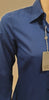 AGNONA Navy Blue Silk Embossed Stripe Collared Formal Blouse Shirt Top 42 UK10