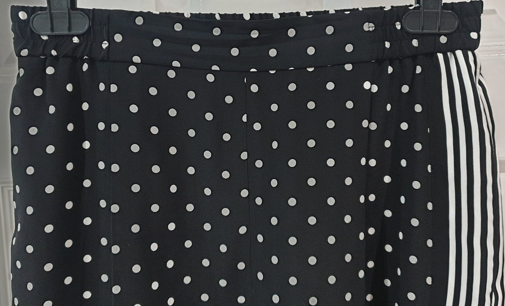 STELLA MCCARTNEY Black & White Silk Polka Dot Stripe Elasticated Shorts F42 UK12